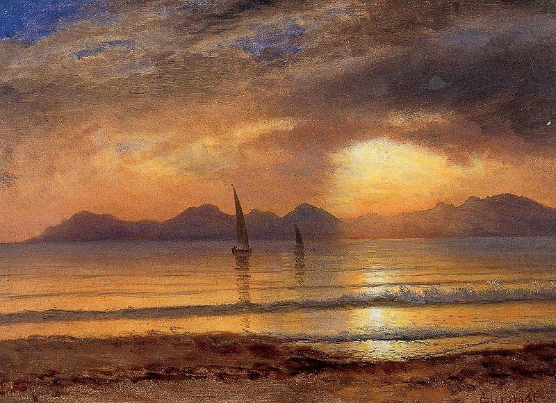 Albert Bierstadt Sunset over a Mountain Lake china oil painting image